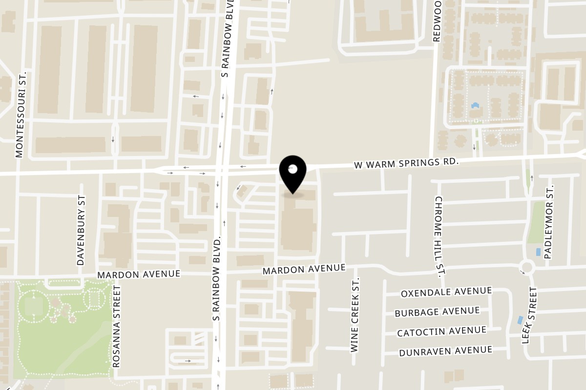 Map showing the location of Gourmet Asian 888 on 7320 S Rainbow Blvd UNIT 107 in Las Vegas